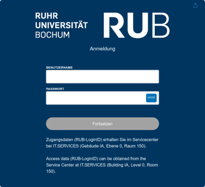 RUB-Guests Login-Seite